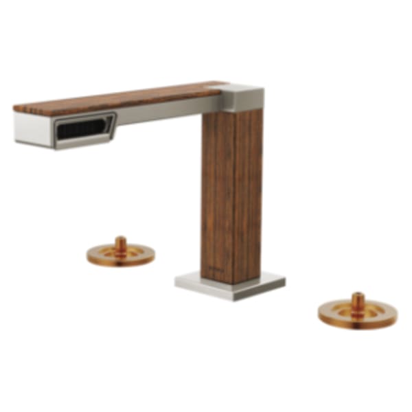 Brizo Frank Lloyd Wright® Widespread Lavatory Faucet Less Handles Luxe Nickel / Teak Wood