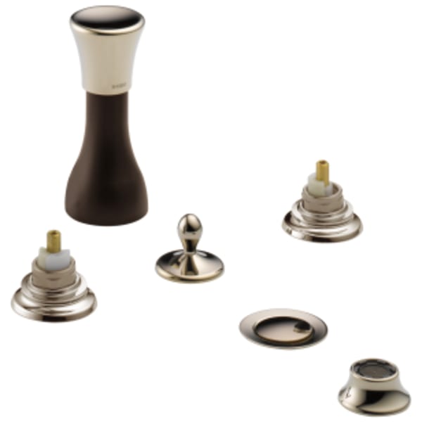 Brizo Charlotte®: 4-Hole Mount Bidet Faucet with Vacuum Breaker - Less Handles in Cocoa Bronze / Polished Nickel