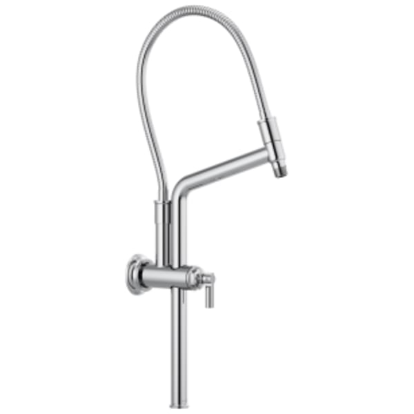 Essential™ Shower Series  Linear Round Jointed Wall Mount Shower Arm And  Flange