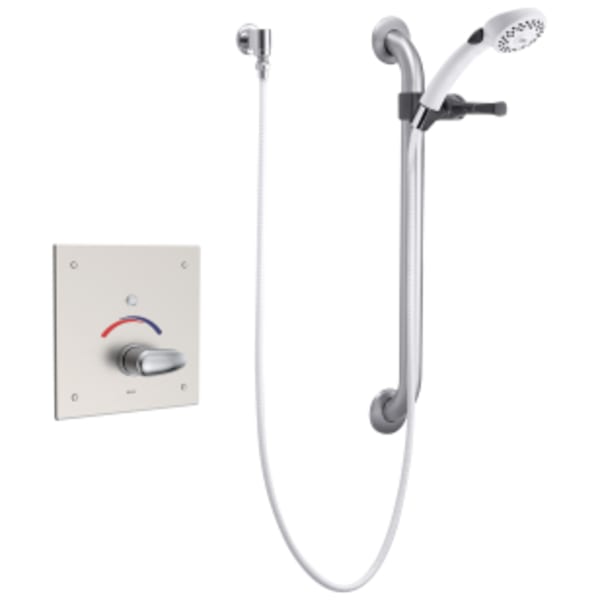Commercial 860T: Electronic Shower Trim with Push Button Activator- Hardwire in Chrome