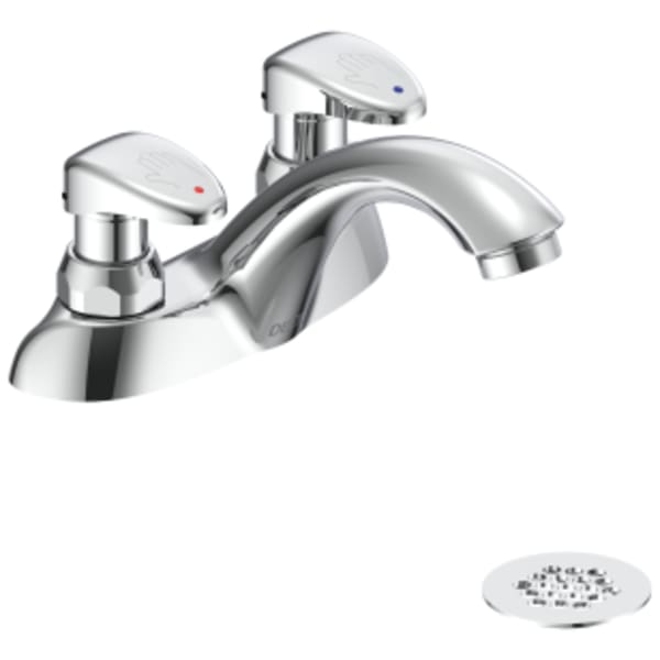 Commercial 86T: Two Handle Metering Slow-Close Centerset Bathroom Faucet in Chrome