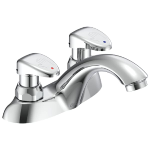 Delta Commercial 86T Two Handle MeteRing Slow-Close Bathroom Faucet Chrome