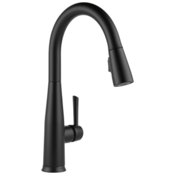 Delta Essa®: Single Handle Pull-Down Kitchen Faucet with Touch2O® Technology in Matte Black