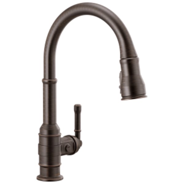 Two Handle Pull-Down Bridge Kitchen Faucet in Champagne Bronze