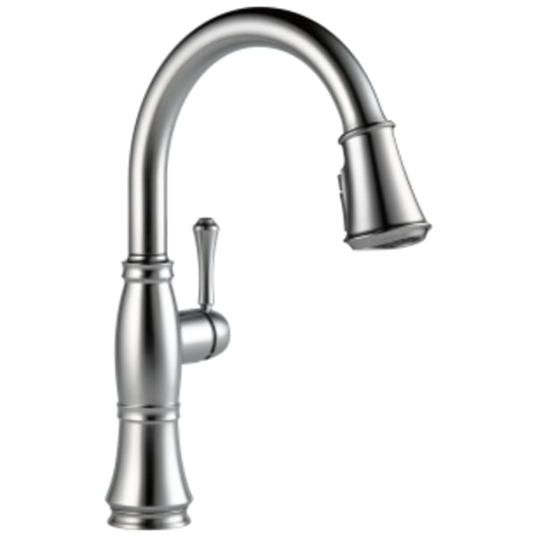 Delta Cassidy™: Single Handle Pulldown Kitchen Faucet in Lumicoat Arctic Stainless