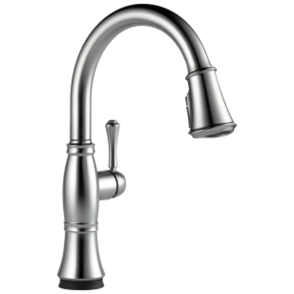 Delta Cassidy™: Single Handle Pull-Down Kitchen Faucet with Touch2O® and ShieldSpray® Technologies in Lumicoat Arctic Stainless