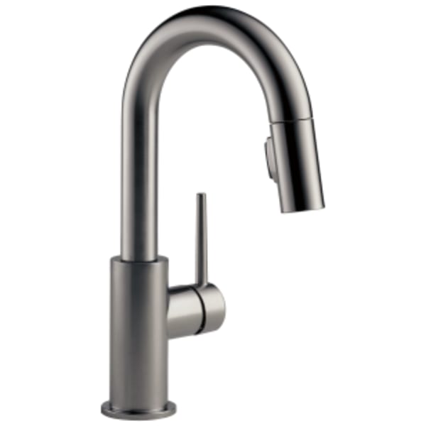 Delta Trinsic®: Single Handle Pull-Down Bar/Prep Faucet in Black Stainless
