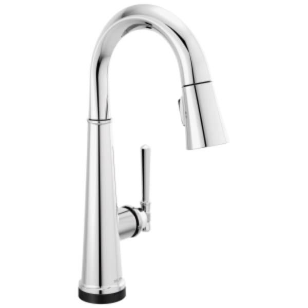 Delta Emmeline™: Single Handle Pull Down Bar/Prep Faucet with Touch2O Technology in Lumicoat Chrome