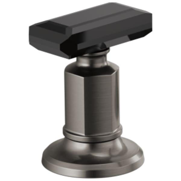 Brizo Invari®: Widespread Lavatory Black Crytal Knob Handle Kit in Luxe Steel / Black Crystal