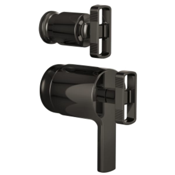 Brizo Kintsu®: TempAssure® Thermostatic Valve with Diverter Trim Knob Handle Kit in Brilliance Black Onyx