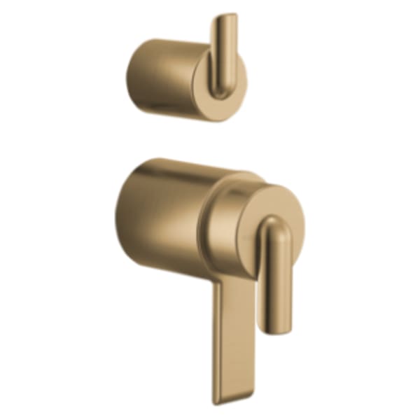 Brizo Roccesco™ TempAssure® ® Thermostatic Valve with Integrated Diverter Bent Lever Handle Kit Luxe Gold