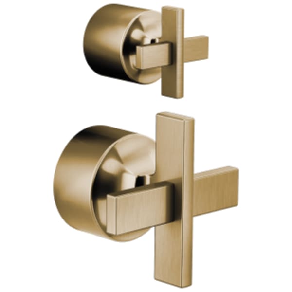 Brizo Levoir™ Pressure Balance Valve with Integrated Diverter Trim Cross Handle Kit Luxe Gold
