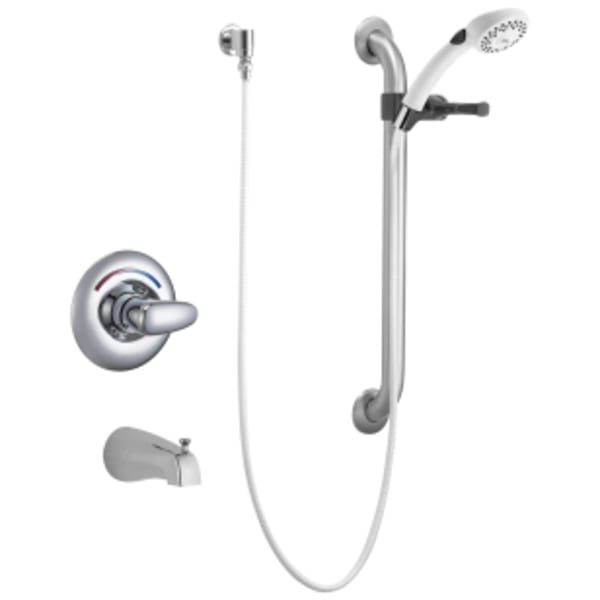 Commercial T13H: Monitor® 13 Series Tub Only Trim with Hand Shower and Grab Bar in Chrome