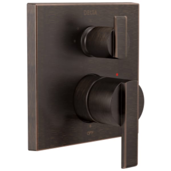 Delta Ara®: Angular Modern Monitor® 14 Series Valve Trim with 3-Setting Integrated Diverter in Venetian Bronze