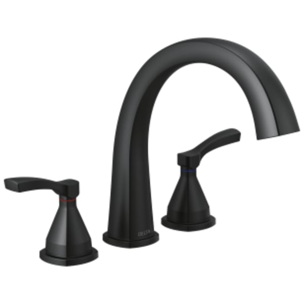Delta Stryke®: Three Hole Roman Tub Trim in Matte Black