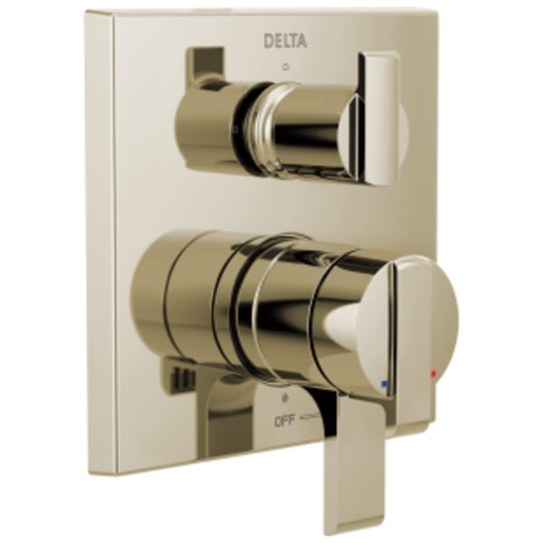 Delta Ara®: Angular Modern Monitor® 17 Series Valve Trim with 3-Setting Integrated Diverter in Polished Nickel