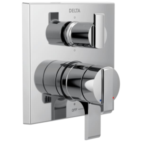 Delta Ara®: Angular Modern Monitor® 17 Series Valve Trim with 6-Setting Integrated Diverter in Chrome