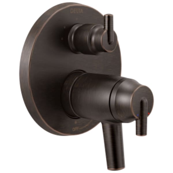 Delta Trinsic®: Contemporary Two Handle TempAssure® 17T Series Valve Trim with 3-Setting Integrated Diverter in Venetian Bronze