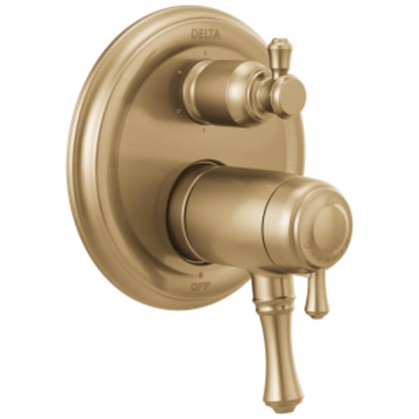 Delta Cassidy™: Traditional TempAssure® 17T Series Valve Trim with 6-Setting Integrated Diverter in Champagne Bronze