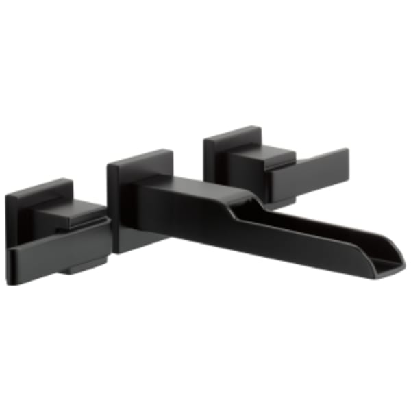 Delta Ara®: Two Handle Wall Mount Channel Bathroom Faucet Trim in Matte Black