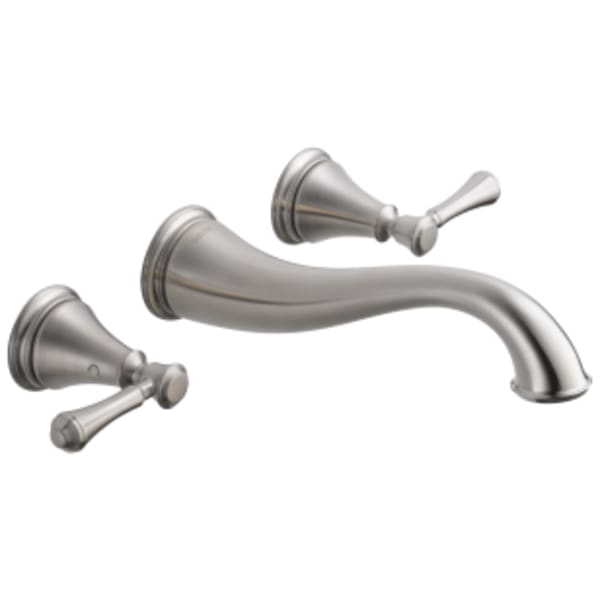 Delta Cassidy™: Two Handle Wall Mount Bathroom Faucet Trim in Stainless