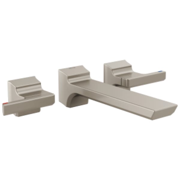 Delta Pivotal™: Two Handle Wall Mount Bathroom Faucet Trim in Lumicoat Stainless