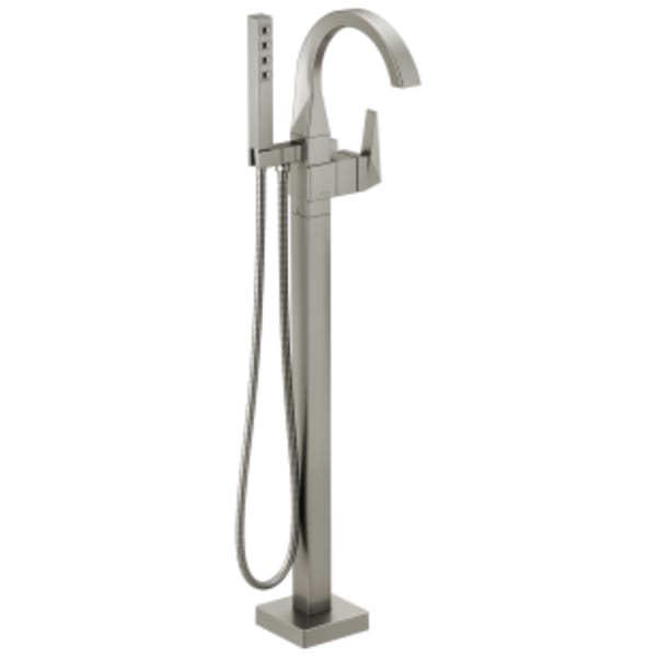 Delta Trillian™: Single Handle Floor Mount Tub Filler Trim in Lumicoat Stainless