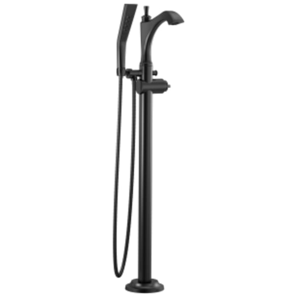 Delta Dorval™: Single Handle Floor Mount Tub Filler Trim - Less Handle in Matte Black