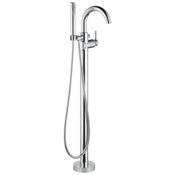 Delta Trinsic®: Single Handle Floor Mount Tub Filler Trim with Hand Shower in Chrome