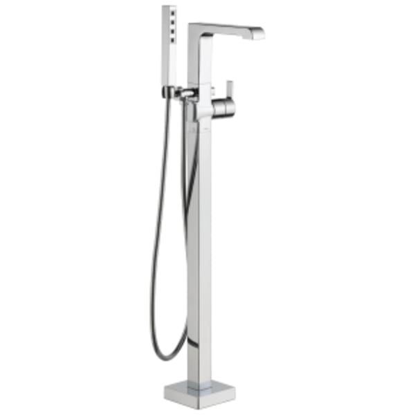 Delta Ara®: Single Handle Floor Mount Tub Filler Trim with Hand Shower in Chrome