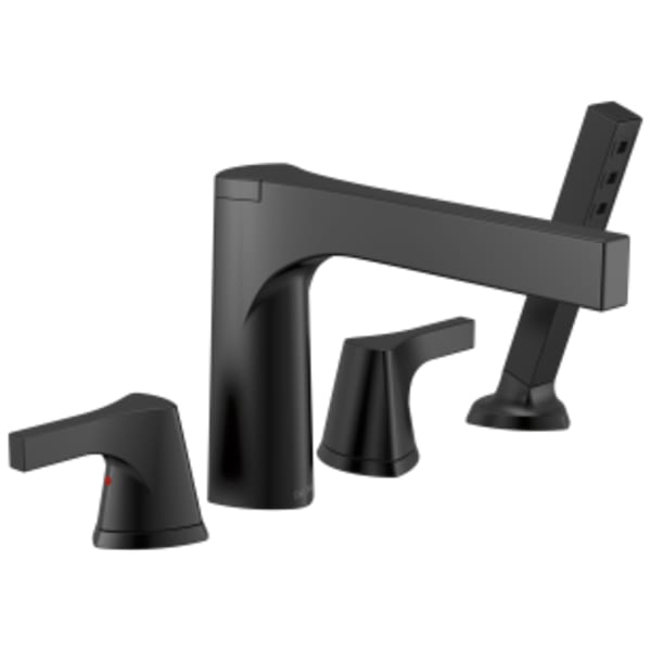 Delta Zura®: 4-hole Roman Tub with Handshower Trim in Matte Black