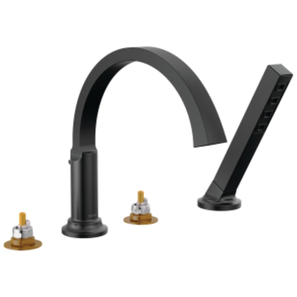 Delta Tetra™: Roman Tub Trim with Hand Shower in Matte Black