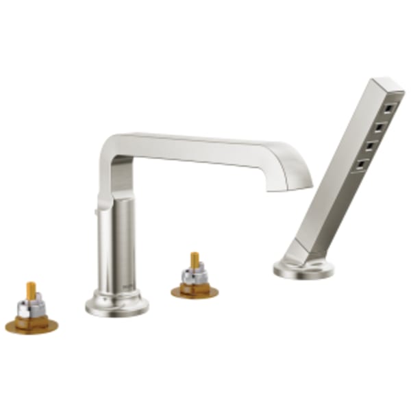 Delta Tetra™: Roman Tub Trim with Hand Shower in Lumicoat Stainless