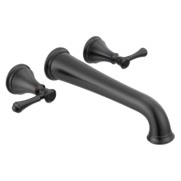 Delta Cassidy® Two Handle Wall Mount Tub Filler Trim Matte Black