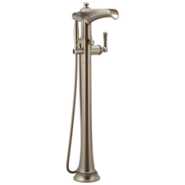 Brizo Rook®: Freestanding Floor Mount Tub Filler in Luxe Nickel
