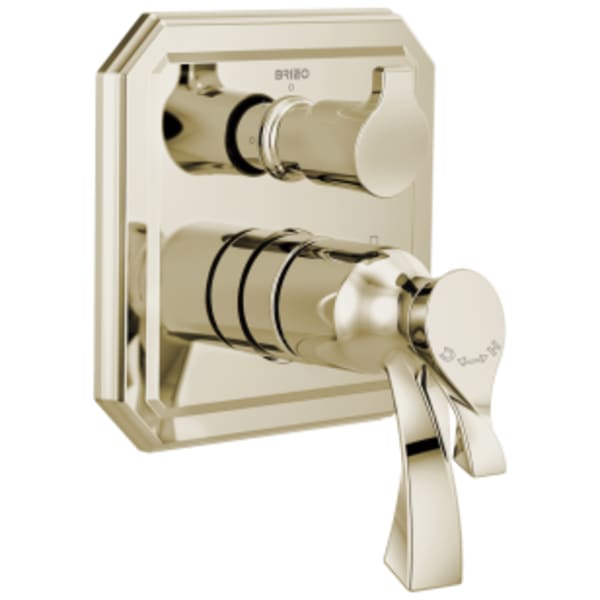 Brizo Virage®: TempAssure Thermostatic Valve with Integrated 3-Function Diverter Trim in Polished Nickel
