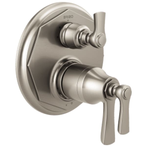 Brizo Rook® TempAssure® Thermostatic Valve with 3 Function Diverter Trim Luxe Nickel