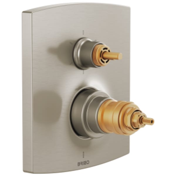 Brizo Kintsu® TempAssure® Thermostatic Valve with Integrated 6 Function Diverter Trim Less Handles Luxe Nickel