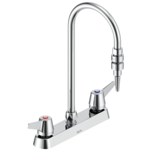Delta Commercial W67 Two Handle 8" Deck-mount Laboratory Mixing Faucet Chrome