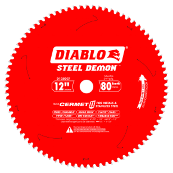 12" x 80-Teeth Steel Demon™ Cermet II Saw Blade for Thin Metal