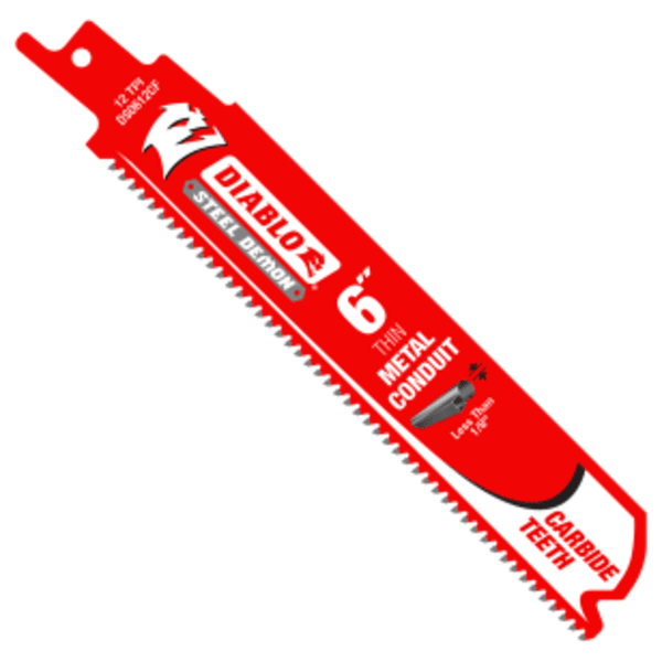 6" 12TPI Steel Demon™ Carbide Teeth Reciprocating Saw Blades for Thin Metal Conduit (3-Pack)