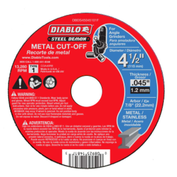 4-1/2" Type 1 Steel Demon™ Metal Cut-Off Disc