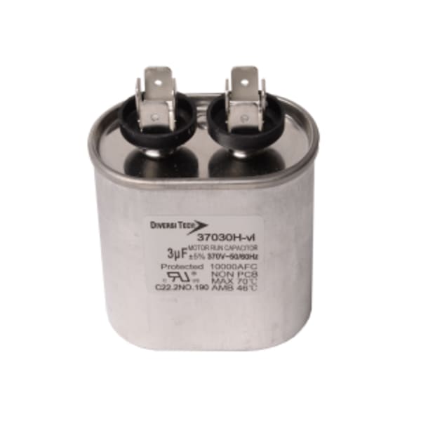 Motor run capacitor, 370V, oval, 3mfd