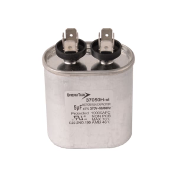 Motor run capacitor, 370V, oval, 5mfd