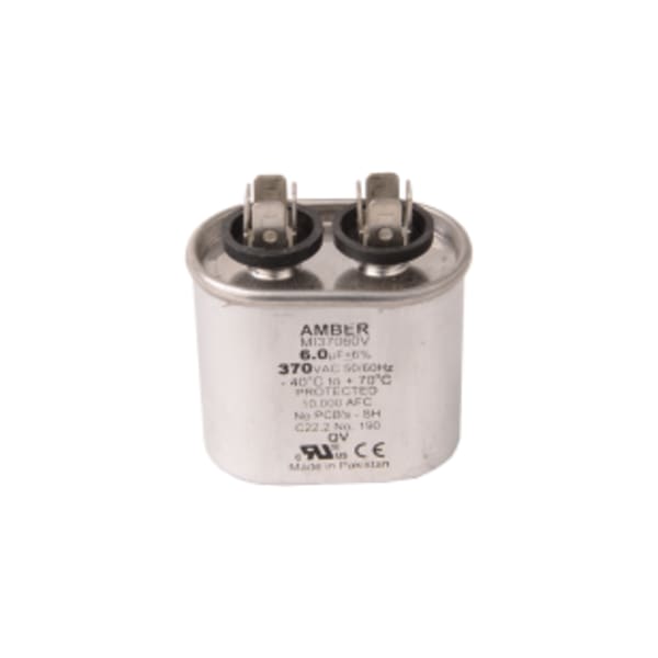 Motor run capacitor, 370V, oval, 6mfd