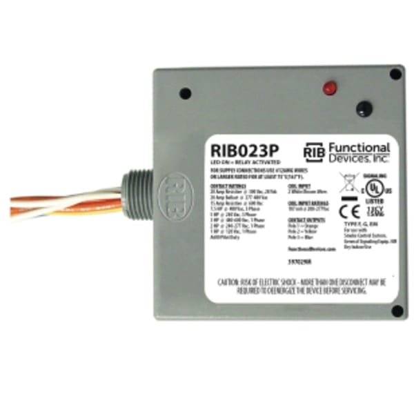 Power Relay, 20 Amp 3PST-N/O, 208-277 Vac Coil, NEMA 1 Housing