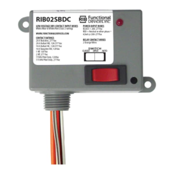 Dry Contact Relay, 20 Amp SPST-N/O + Override, Class 2 Dry Contact Input, 208-277 Vac Power Input, NEMA 1 Housing