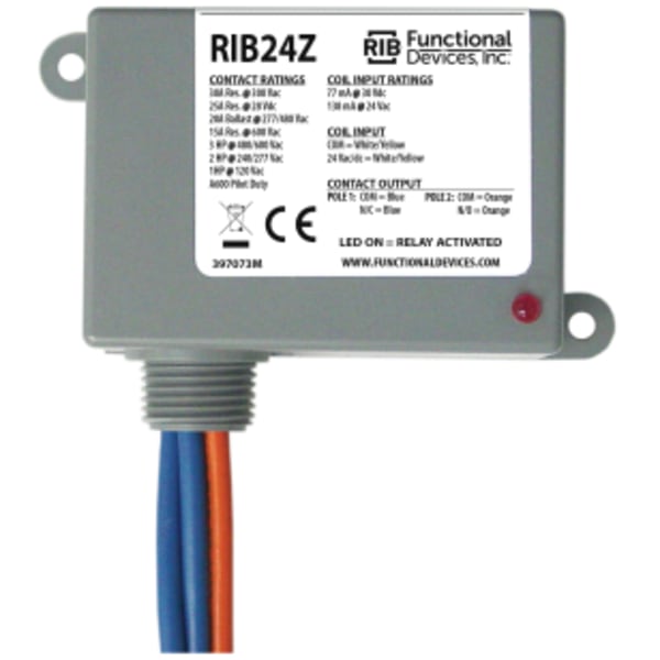 Power Relay, 30 Amp SPST-N/O + SPST-N/C, 24 Vac/dc Coil, NEMA 1 Housing