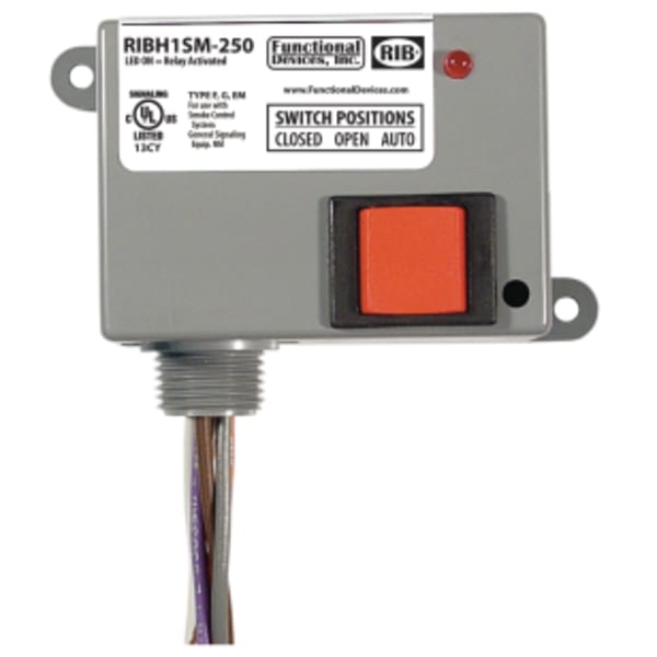 Pilot Relay, 10 Amp SPST-N/O + Override + Monitor, 10-30 Vac/dc/208-277 Vac Coil, NEMA 1 Housing