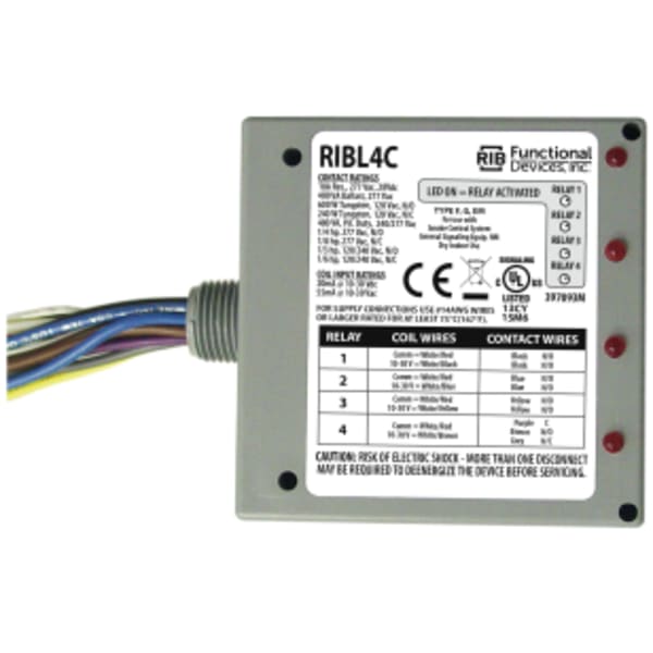 Pilot Relays, 10 Amp 3 SPST-N/O + 1 SPDT, 10-30 Vac/dc Coil, NEMA 1 Housing